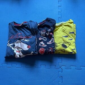 Bundle of three Kids Long Sleeve Tees - Blue and Yellow